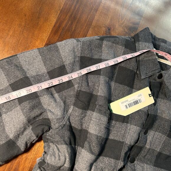 Silver Jeans Co Men’s XL Sherpa Lined Flannel Jacket Black Gray Plaid Snap Front - Picture 7 of 8